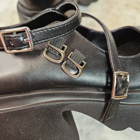 Cider Black Chunky Platform Double Strap Mary Jane Shoes UK-37US-7 Goth Dollcore - Picture 7 of 9